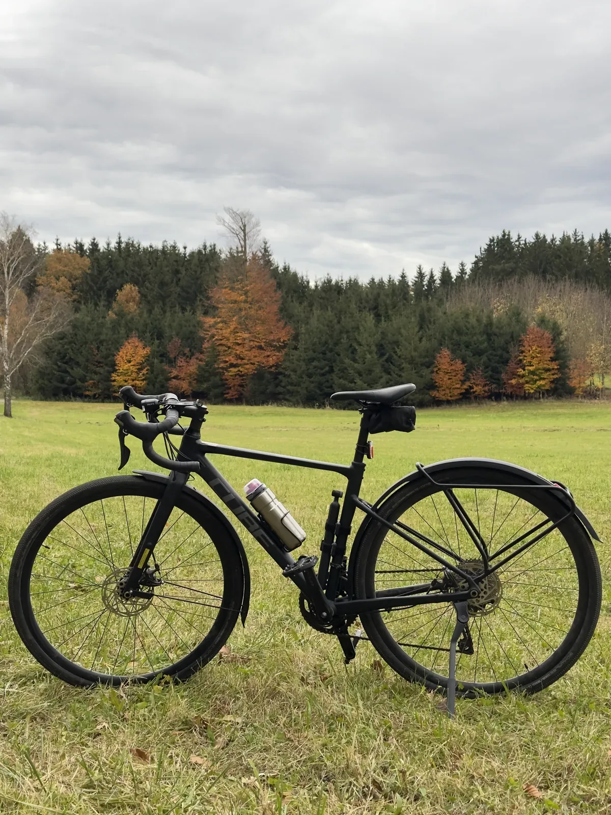 Riding a gravel trail in autumn