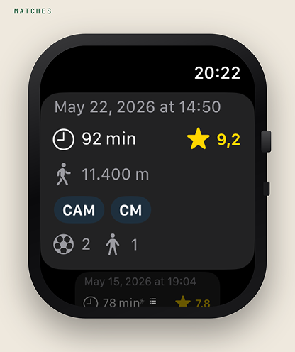 Soccer Mappr running on Apple Watch